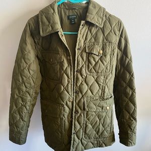 J Crew Olive Quilted Down Puffer